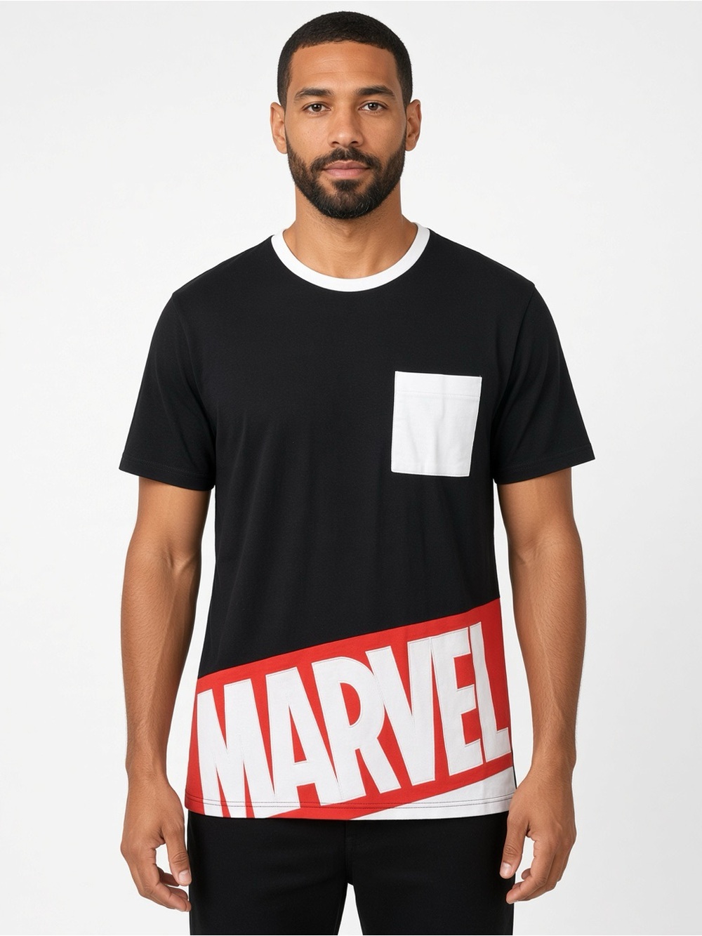Disney Marvel Men’s Black Pocket Logo T-Shirt Medium NWT